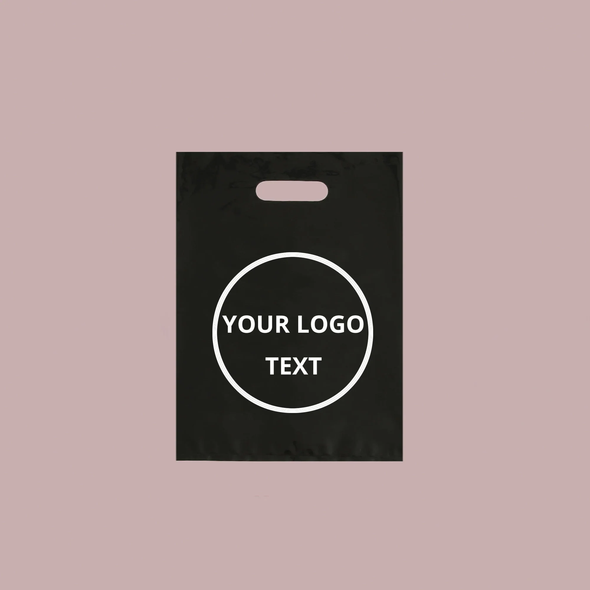 Custom logo printed black thank you die cut handle carry shopping packaging bags for boutique retail shopping plastic bag