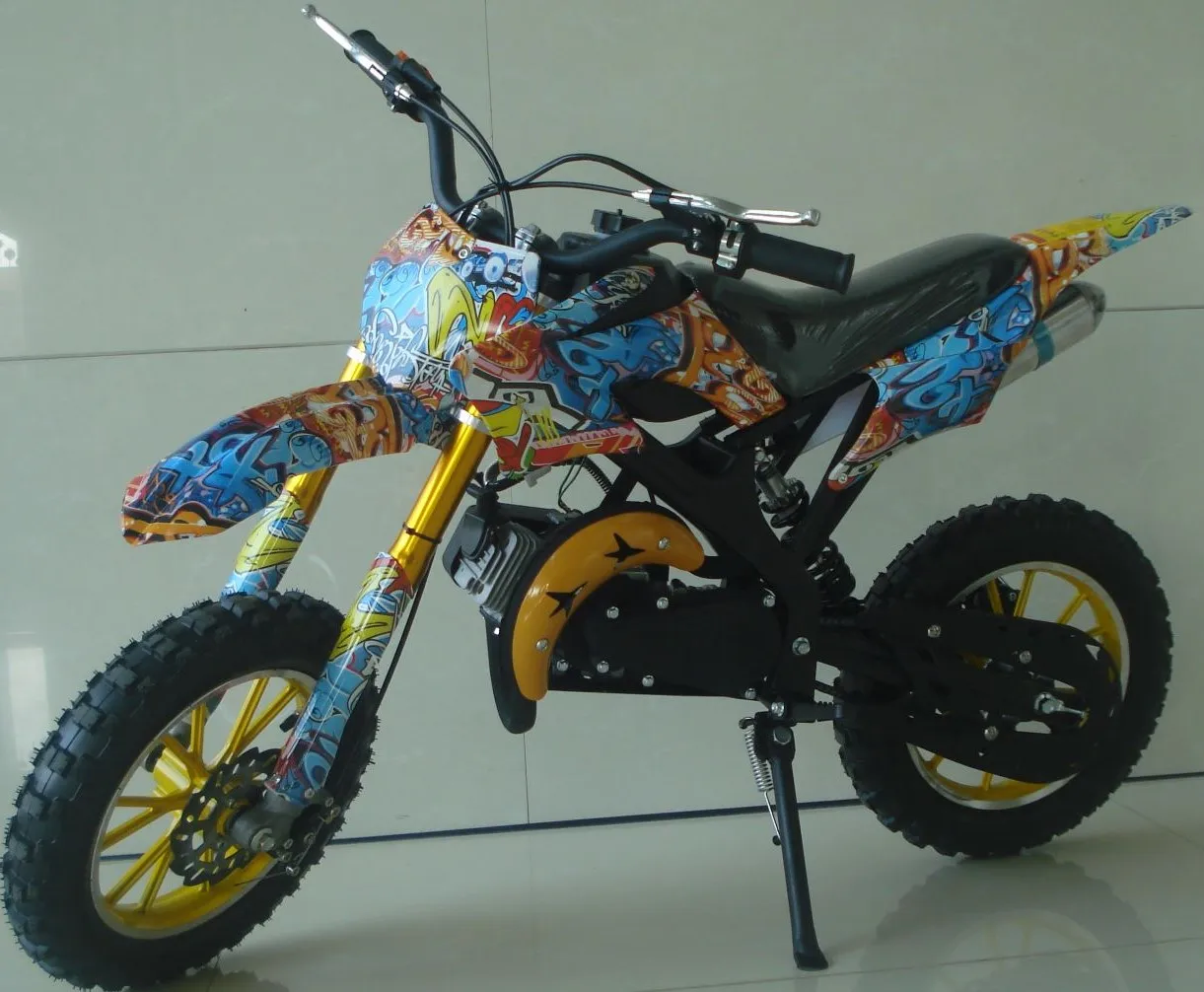 2021 New Cheaper 49cc 2stroke air cooled pull start water transfer printing super mini moto cross pocket dirt bike