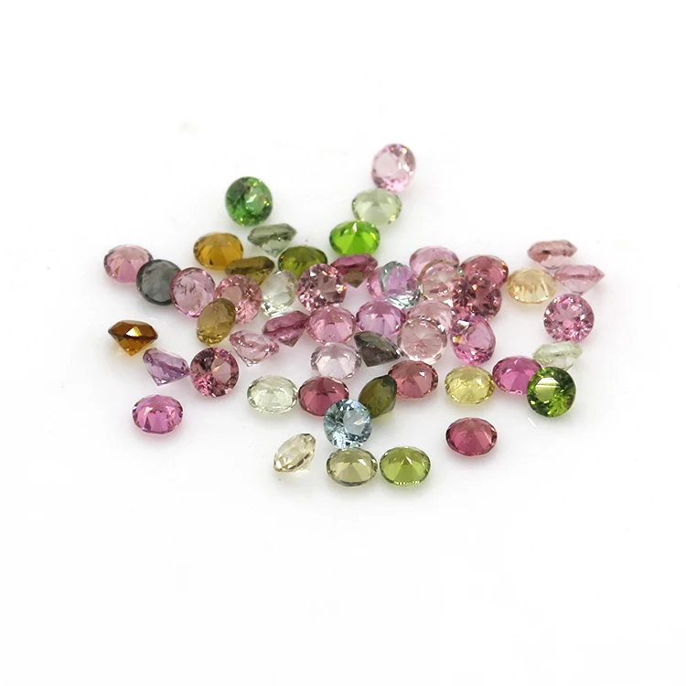 Natural mix color tourmaline loose stone for sale rounded cut 1.0~5.0 mm factory gemstone in good price