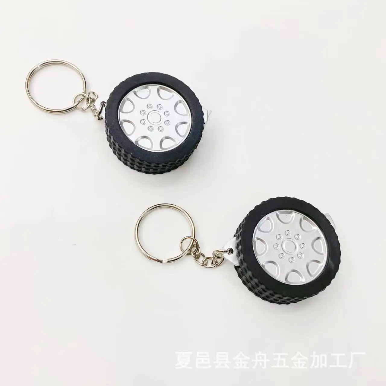 Mini 1-Meter Tire Steel Tape Measure Keychain Metal Keychains with Car Ruler Gift Idea