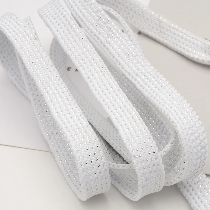 Factory ready stock 8mm flat shoelaces gold and silver colored shoelaces sports shoes casual shoes reflective shoelaces