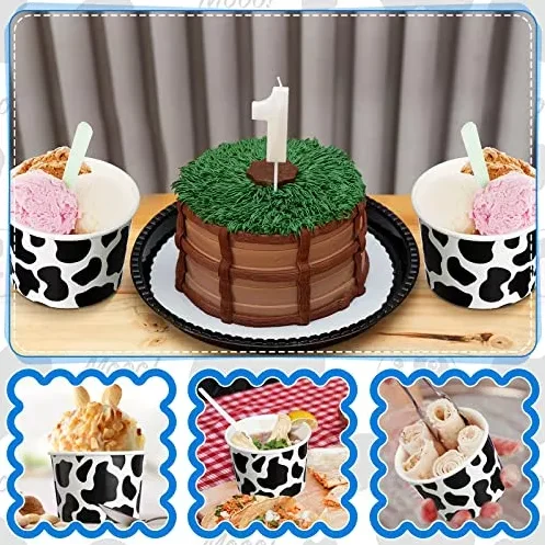 Custom Logo Printed 4oz 5oz Disposable Icecream Gelato Paper Cup Paper Snack Bowl With Cup