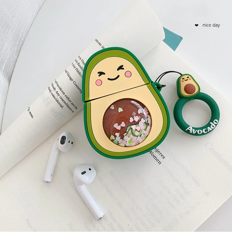 Популярный силиконовый 3D чехол с фруктами и жидкостью, чехол для наушников с ананасом, чехол для наушников Air pod