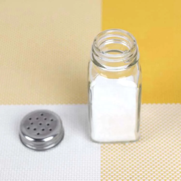 80ml Square Wide Mouth Clear Glass Spice Jar for Salt And Pepper With Shaker Lid