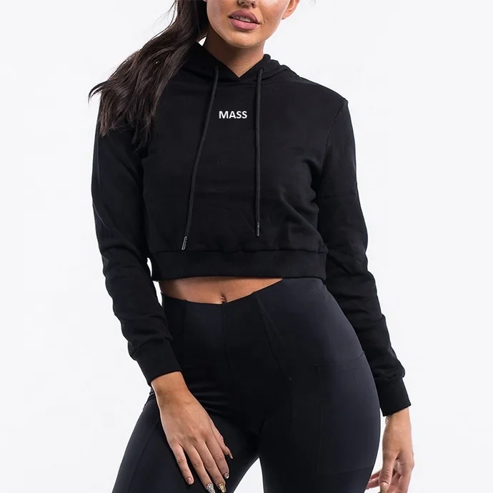 Custom crop top hoodie ladies crop hoodie arm green hoodies for women