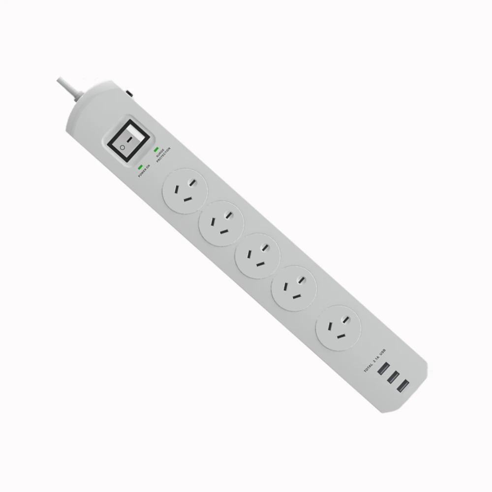 Умная плата питания с заземлением 3 usb 5 точек 240 в 10 А одобренная SAA защитой от