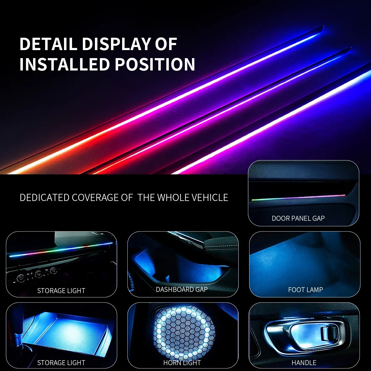 1 IN 18 Car Interior Atmosphere Light Kit Strip RGB Neon Acrylic Fiber Optic Accessories LED Lights Decoration Ambient Lighting
