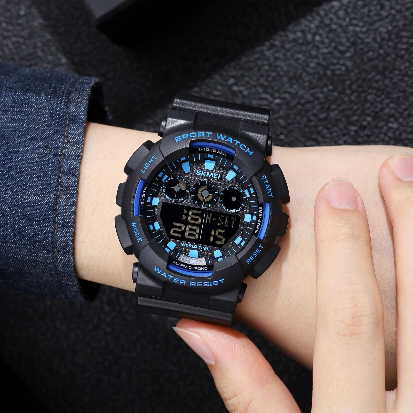 SKMEI 1857 OEM Men Relojes hombre World time Watches 5ATM Digital Multifunctional G style Sport Watch Jam Tangan
