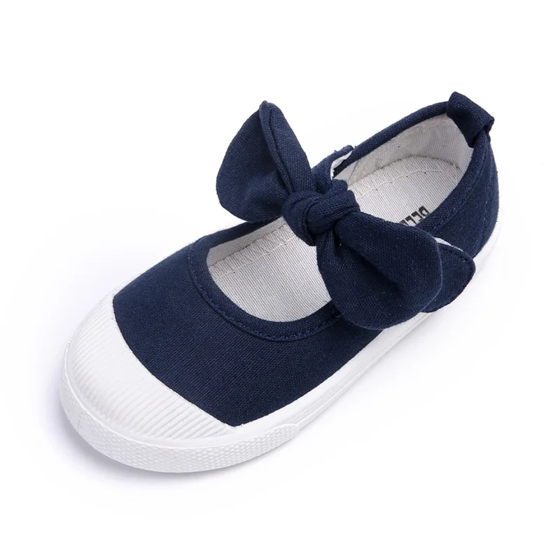 Size 21-30 Children Shoes Spring Autumn Kids Casual Shoes Sweet Cute Bow Breathable Sneakers Black Kids Canvas Shoes Factory