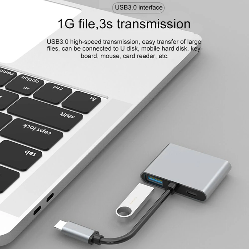 Type C to Dual HDMI Adapter 4K 30Hz USB 3.0 Hub Expansion Dock USB-C Converter for Laptop PC Phone Macbook Samsung Xiaomi Huawei