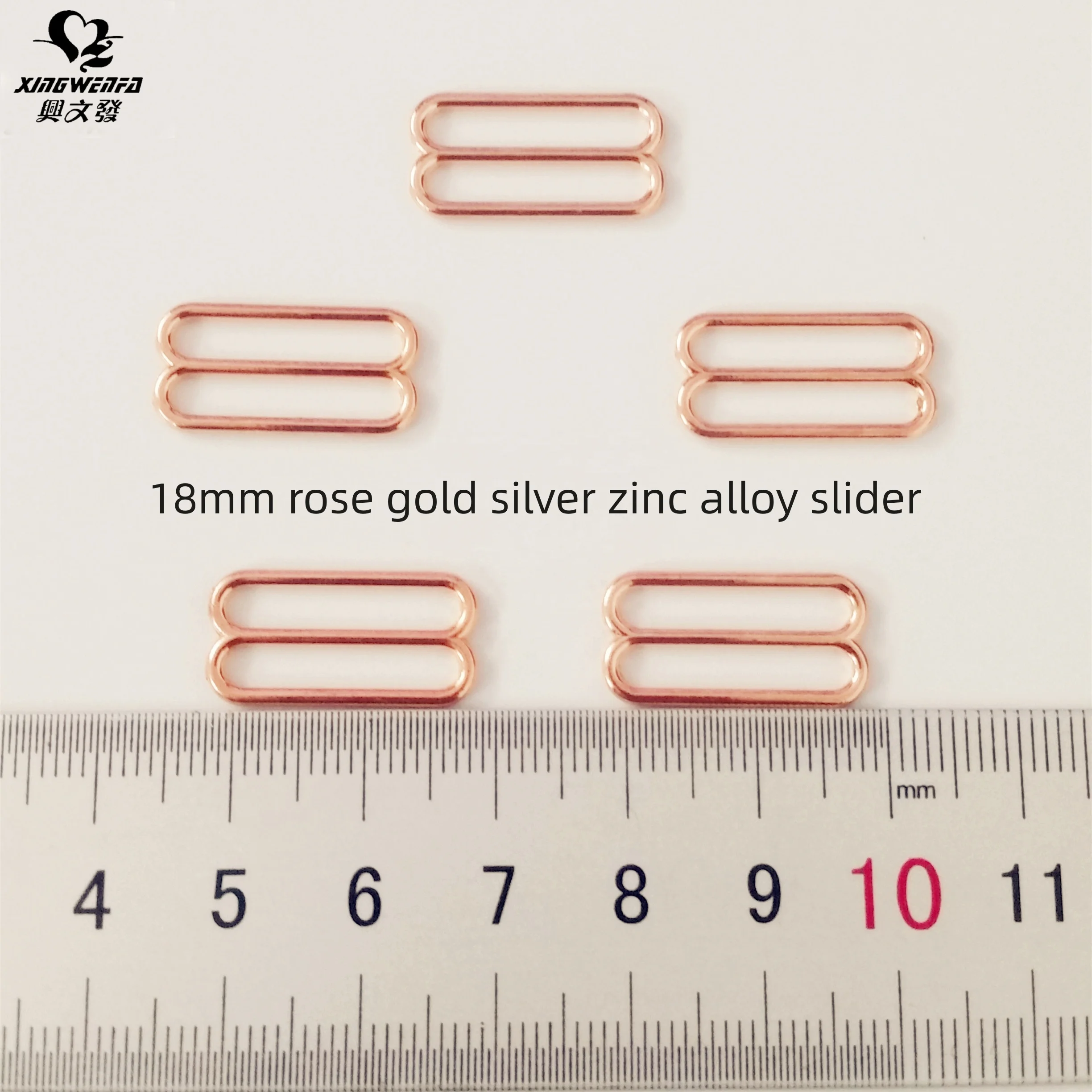 Underwear accessories 18mm Eco friendly nickle free lead free zinc alloy metal buckle Rose Gold bra strap adjuster sliders