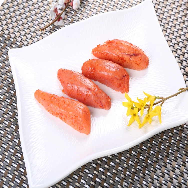 Pollock Fish Roe Seasoned Red FROZEN from CN;LIA Whole Shape Mackerel Box Packaging Normal Salty Sushi 1 Kg HACCP/KOSHER/ISO IQF