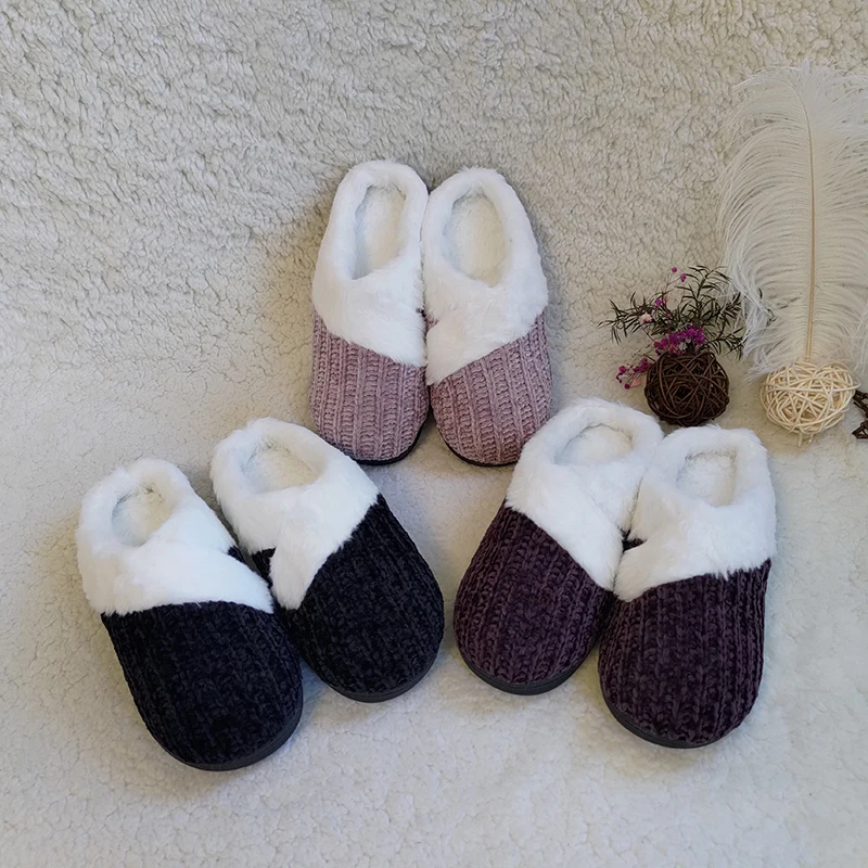 Wholesale 2022 new men and women autumn and winter knitted cotton and cashmere thermal indoor household slippers