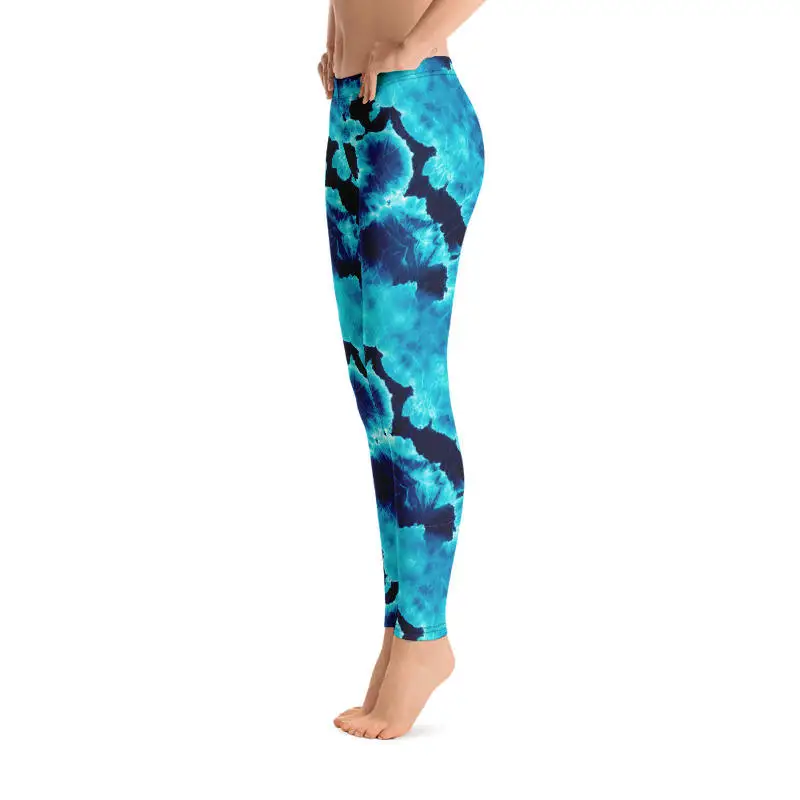 OEM Custom Super Soft Seamed Women Tight Leggings Double Brushed Tie Dye Leggings