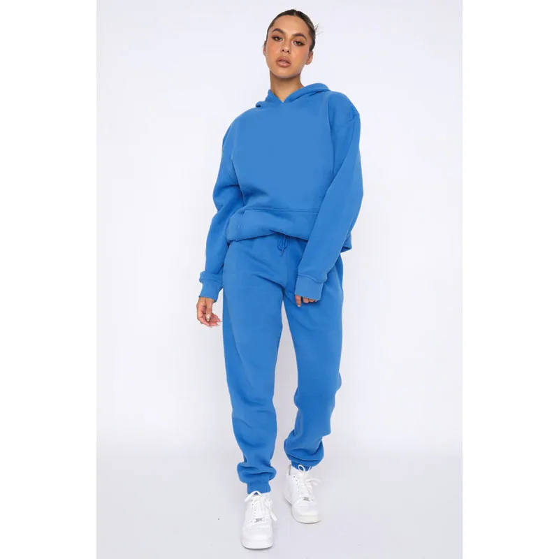 Fall 2023 Women Clothes Pullover Oversized Hoodie And Jogger Set Tracksuit Terry Cotton Sweatsuit Sweatpants And Hoodie Set