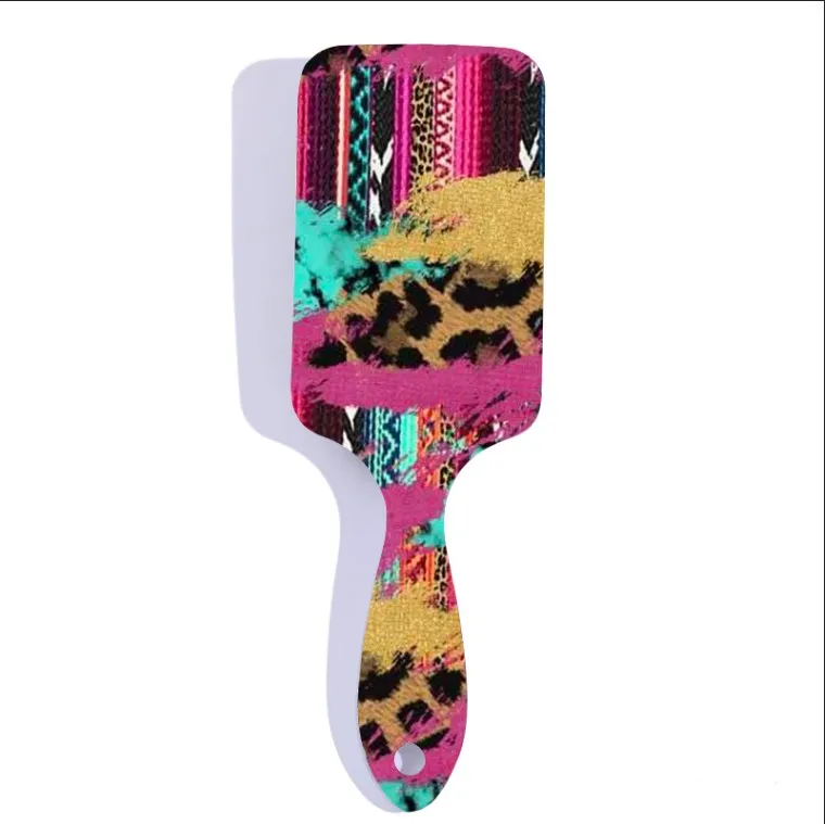 Custom Pattern Western Style Aztec Leopard Printed Hair Brushes Comb For Girl
