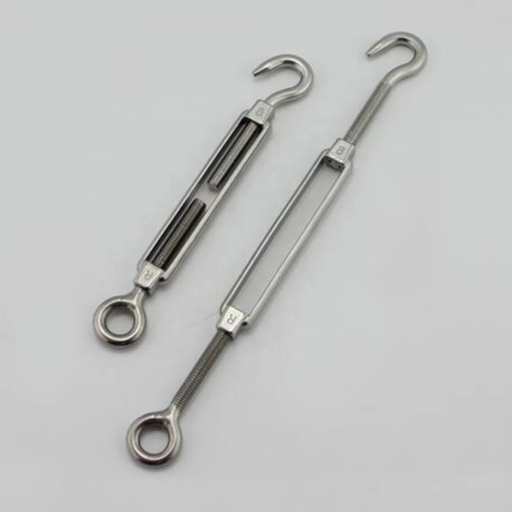 High Polished Stainless Steel AISI304/316 Wire Rope Turnbuckle European Type Frame Turnbuckle with Hook and Eye