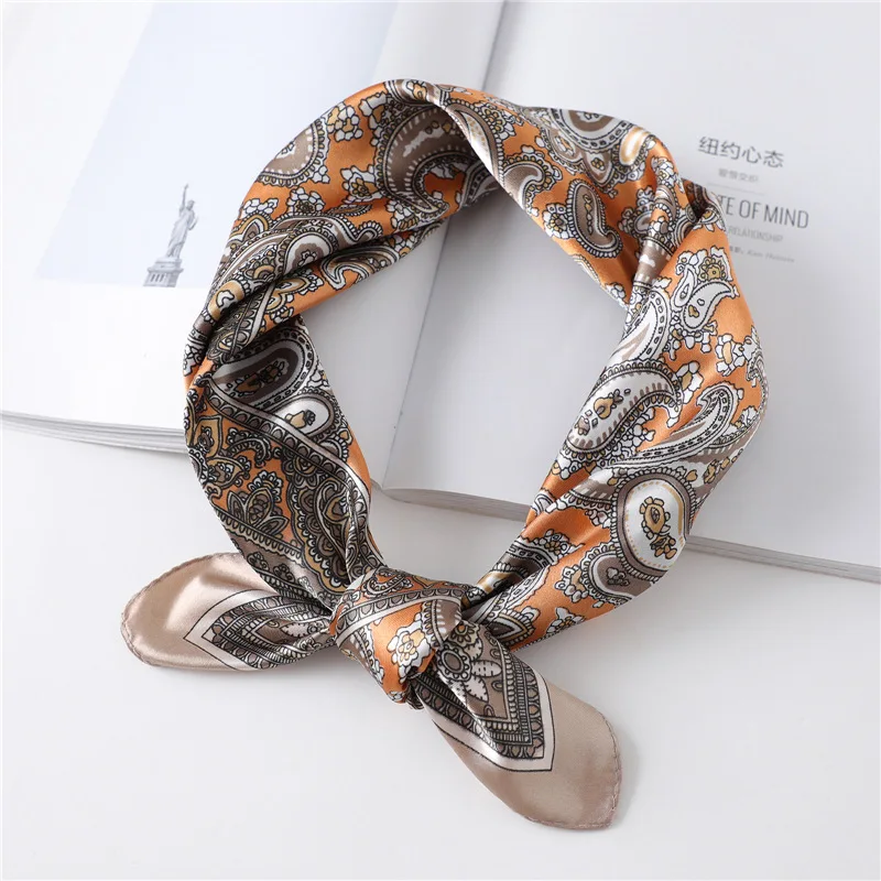 Women new color matching wave dot stewardess professional wear decoration small square silk scarf printing