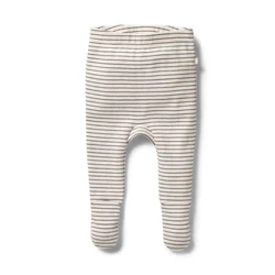100% Organic Cotton Gots Rib Stripe Legging with feet for Baby