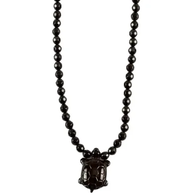 Orgone Pendant - Black Natural Watermelon Paraiba 3mm Layered Amethyst Necklace Tourmaline Beaded Neck