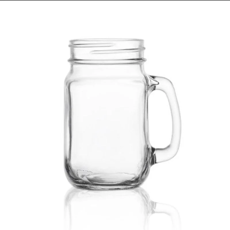 16oz красочные пустой стакан стеклянная банка с завинчивающейся крышкой кружка ручкой и соломы