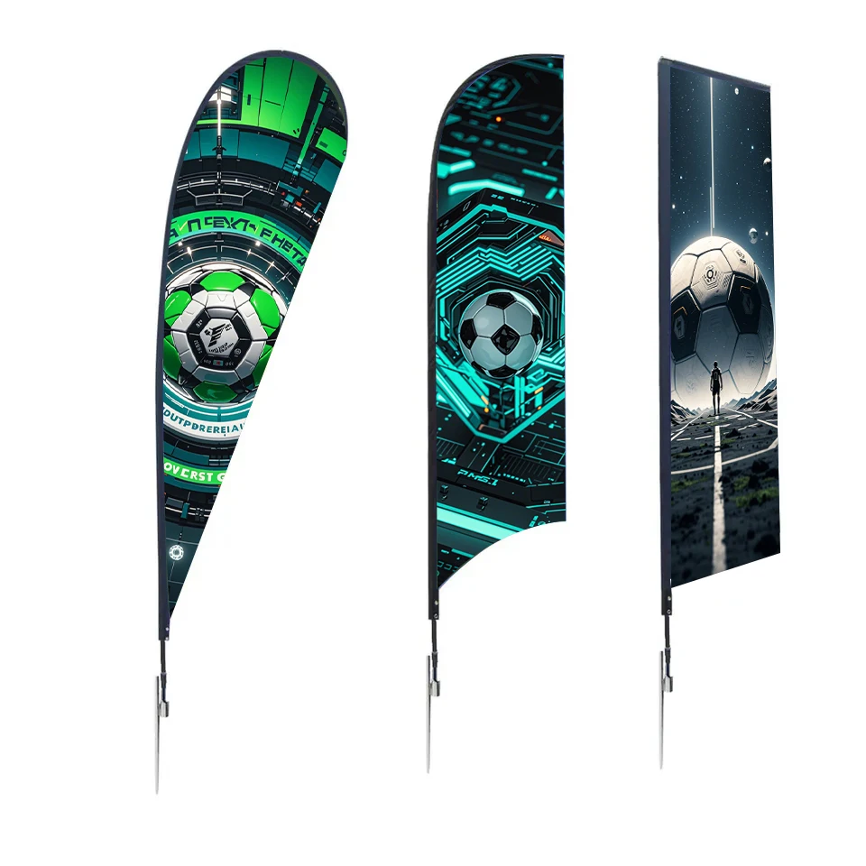 Custom Teardrop Feather Flag Banners Bali Bow Sail Swooper for Beach Advertising Promotional Flying Bow Sail Banners