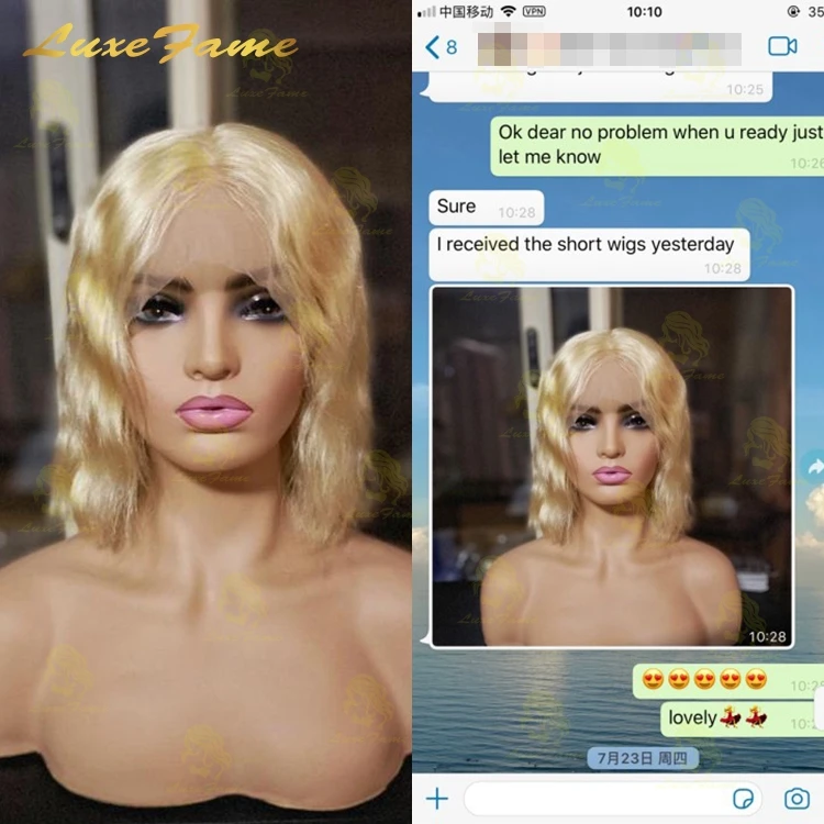 Brazilian Virgin Short Bob Human Hair Lace Wig,613 Blonde Color Vavy Lace Front Human Hair bob Wig,Vietnamese Raw Indian hair