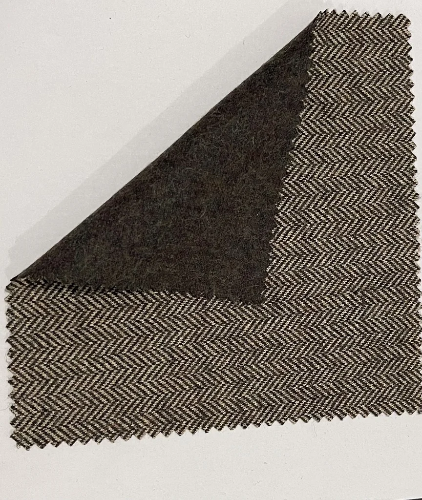 Brown Yellow Herringbone Jacquard Polyester Wool Cotton Knitting Fabrics For Garments ZY029-1