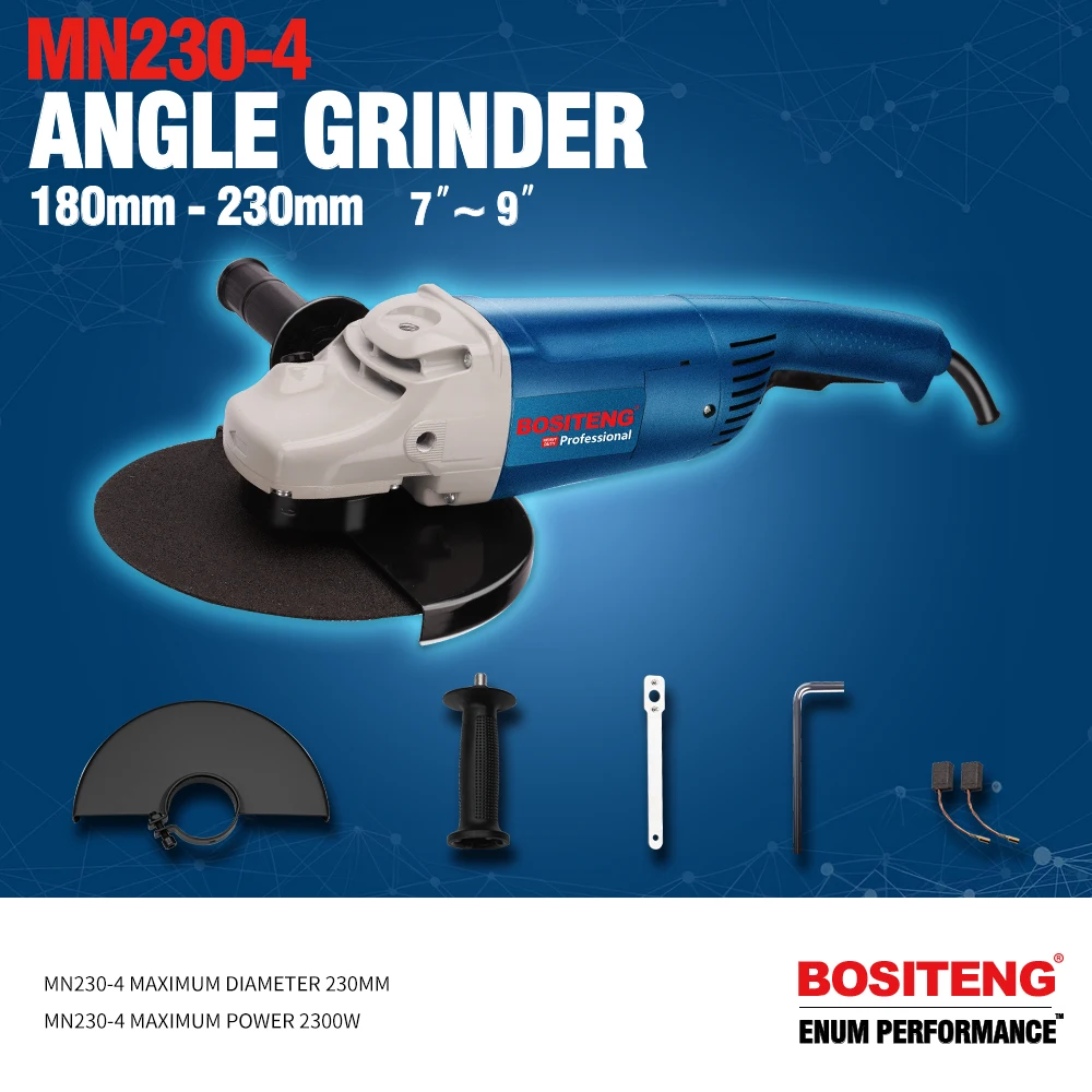 Inexpensive Wholesale BOSITENG 230-4 Hand-held Working 6500RPM Electric Angle Grinder