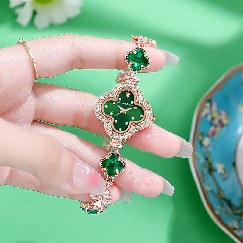 Quality Choice Lucky Symbol Women Quartz Featuring Chic Cloverthemed Lucky Inspired Exquisite And Fashionable Wristwatches
