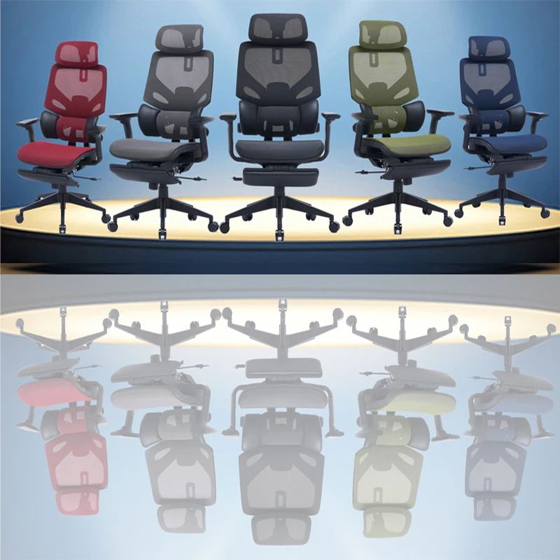 Luxury ergonomic high back task chair   office mesh chair with footrest