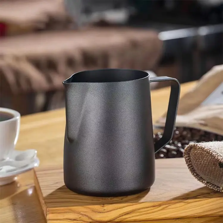 250-1500ml Black Teflon Espresso Milk Frothing Jug Stainless Steel Coffee Latte Steaming Mug Barista Milk Pouring Pitcher
