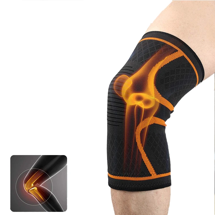 Soporte de nylon de la ayuda de la rodilla de la compresión de la manga de la rodilla elástica del proveedor de China