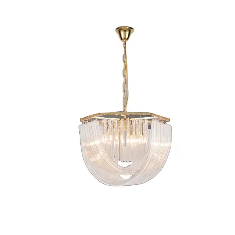 Luxury Nordic Modern Iron Material U Glass Pendant Light Designer Home Decorative Living Room Bedroom Gold Led Chandelier