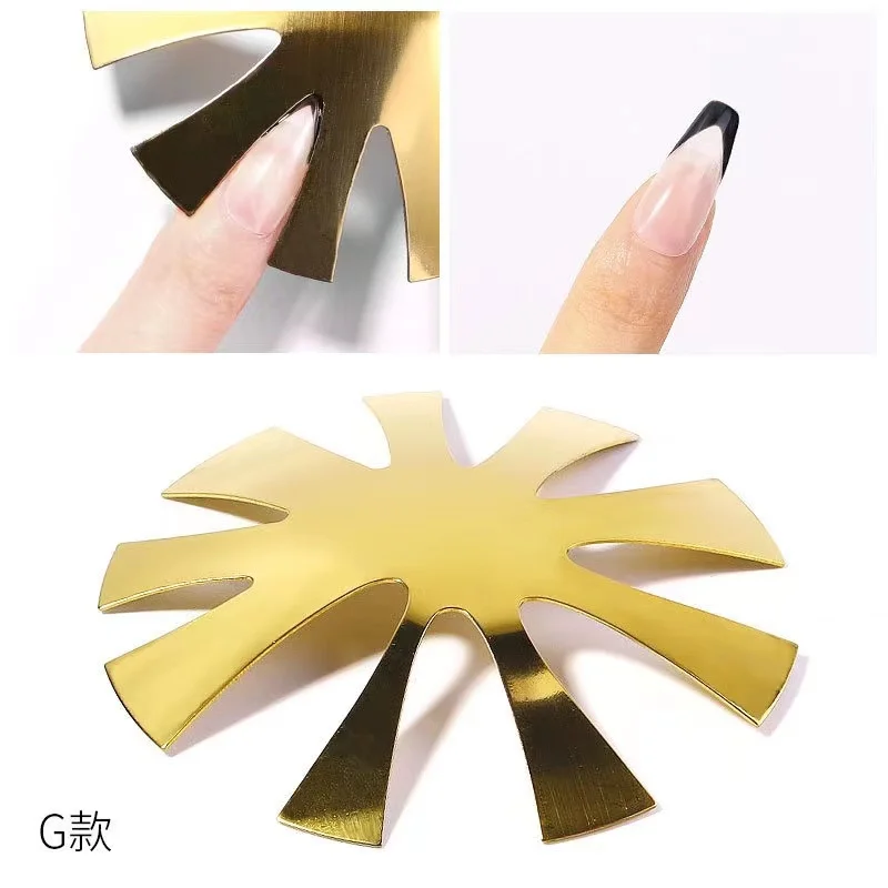 3D Nail Art Tools Gold Color French Manicure Template Model Silver Nail Easy Cutter Smile Nail Template Tools For Wholesale