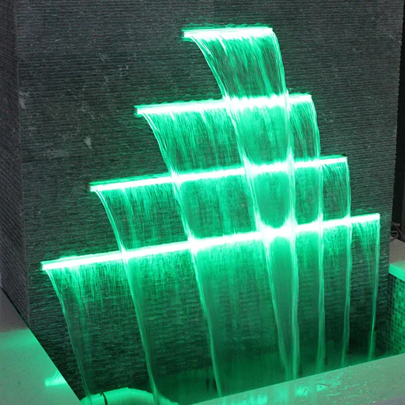 Factory Direct Sale Water Descent RGB LED Light color changed water curtain Landscape Wall Waterfall for garden Pool