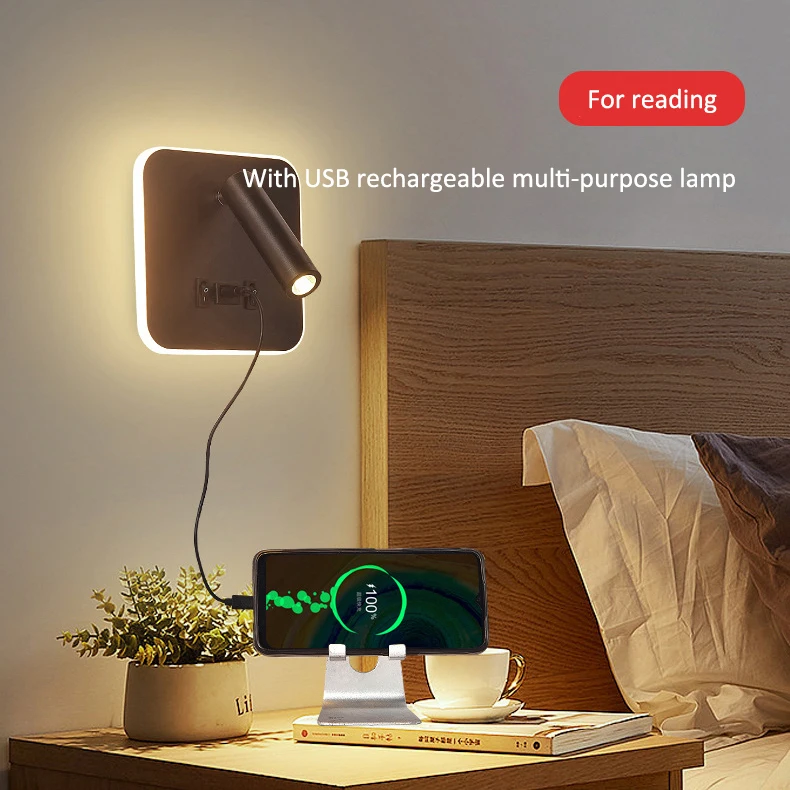 LED Wall Light Backlight Rotating Adjustable Spotlight for Hotel Study Reading Bedroom Bedside Lamp Spot Lights