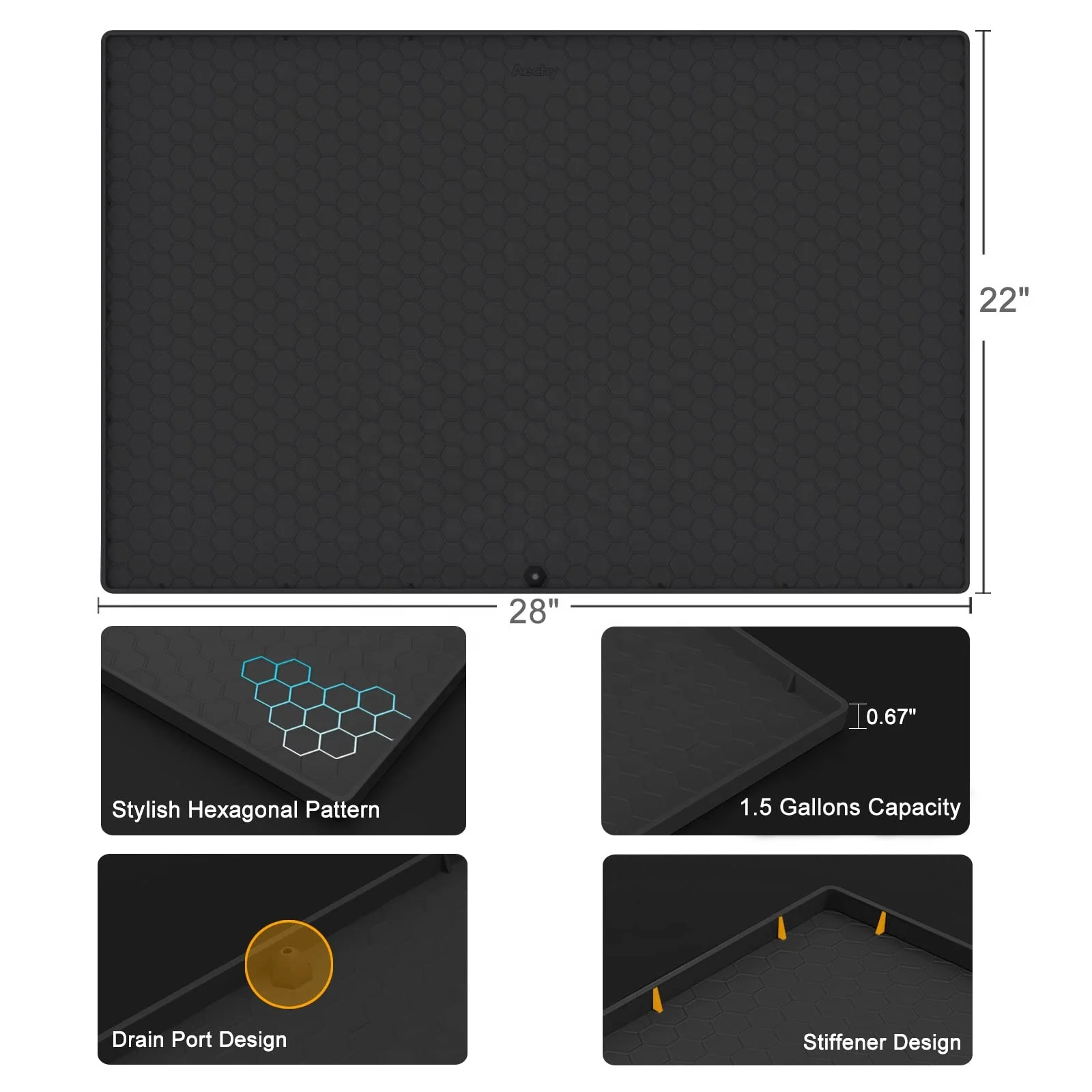 Under Sink Mats for Kitchen Waterproof Kitchen Mat Under Sink Tray Under Kitchen Sink Mat with Unique Drain Hole