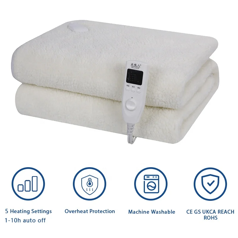 Wholesale Weighted Warm Bed Heated Mattress Pad Safe Wool Electric Heated Blanket