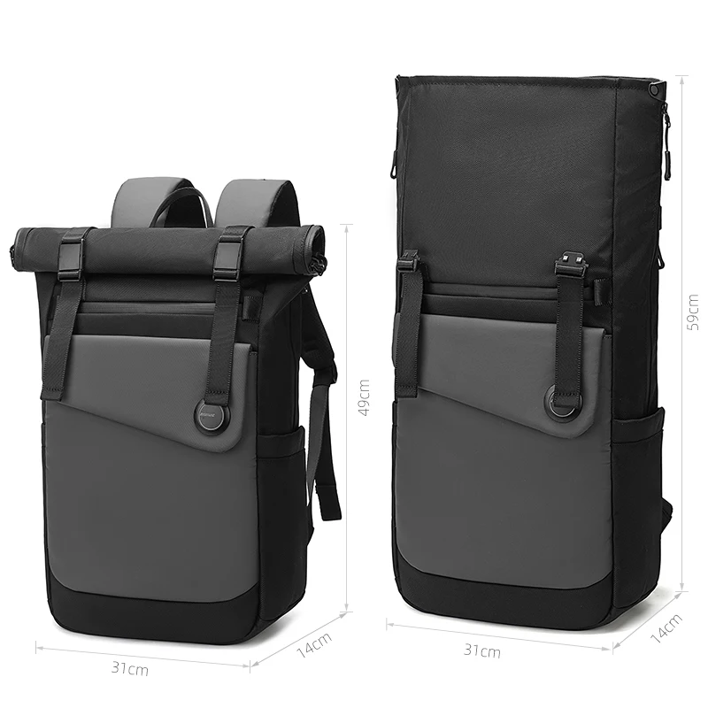 EverVanz Rolltop Backpack Men Women Expandable Waterproof Travel Backpack Commute Casual Daypack with 15.6 laptop compartment