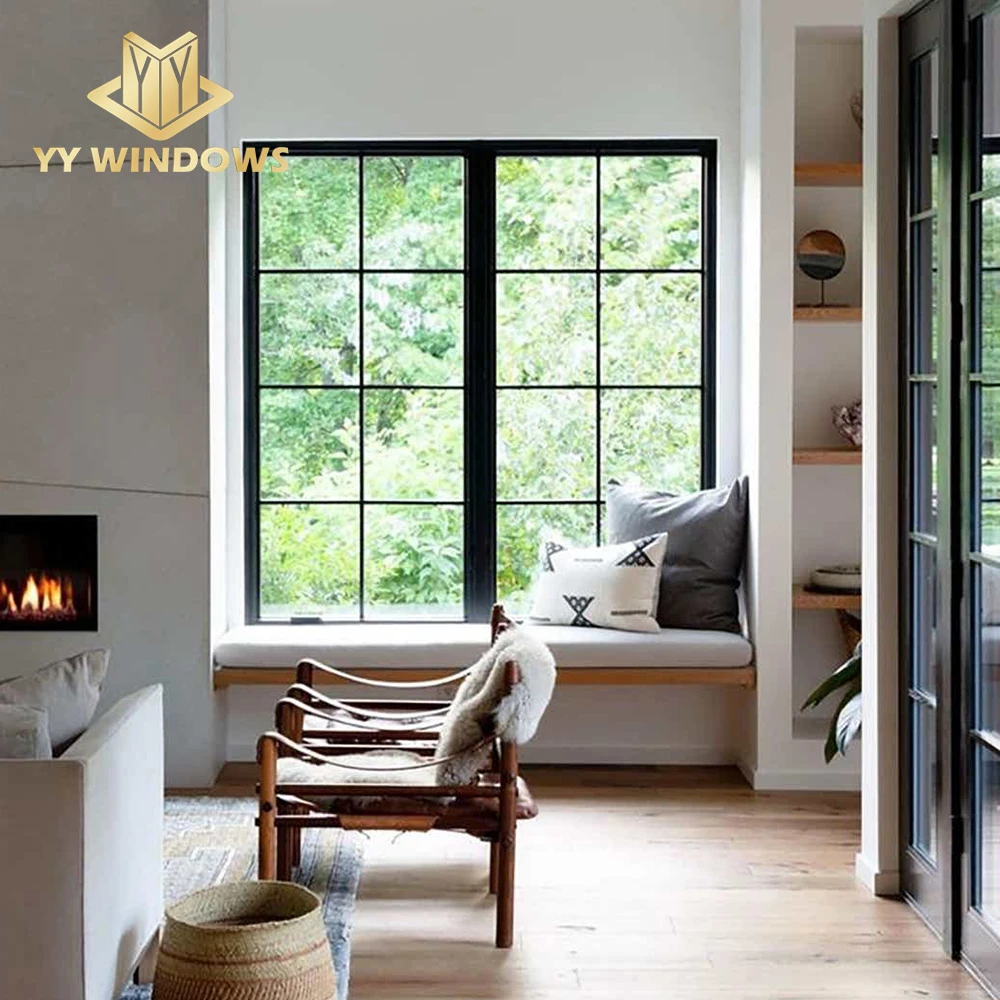 YY windows U.S. Canadian Standards double glass french window black casement windows
