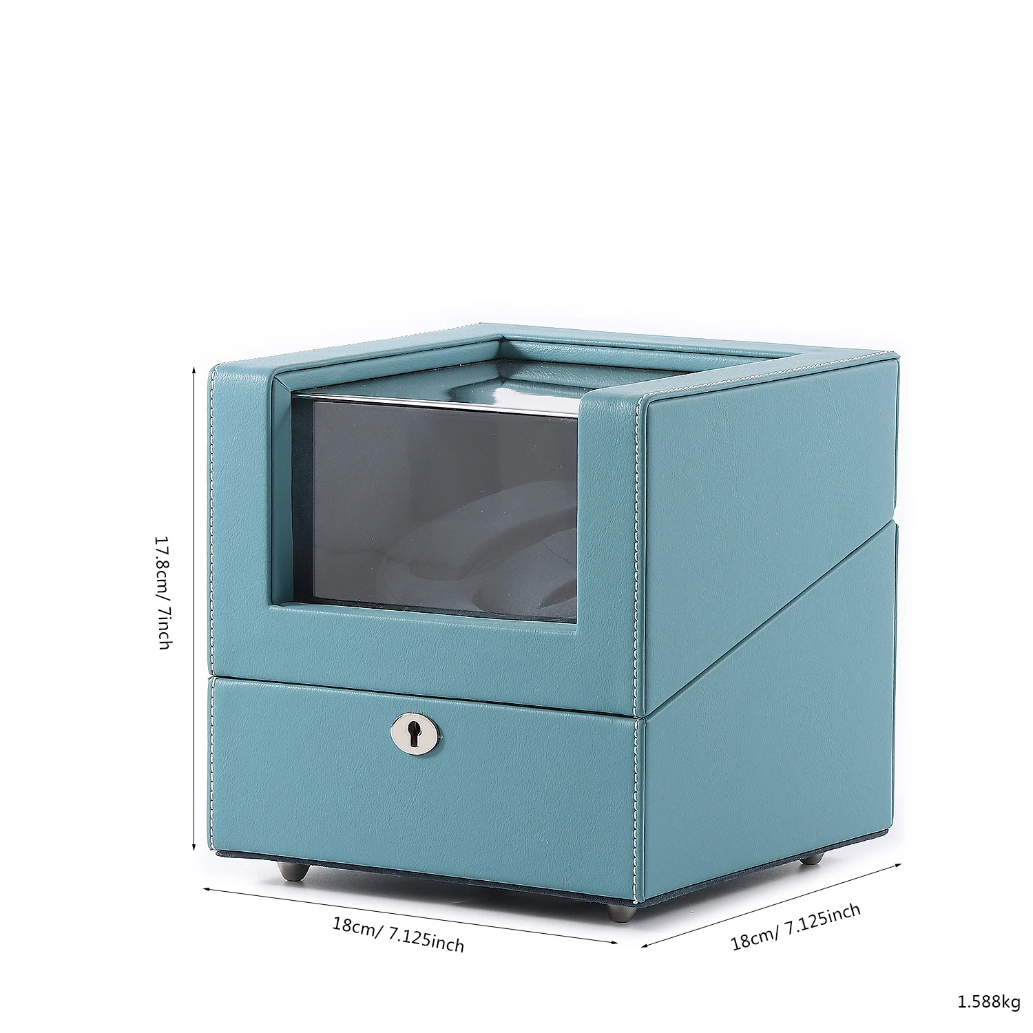 Luxury Single Automatic Watch Winder Square PU Leather and PC Material Storage Box With Glass and MDF for Storing Watches