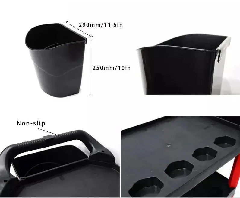 3-Shelf Plastic Utility Trolley Auto Repair And Car Detailing Tool Cart For Garage Workshop Customizable Oem Support