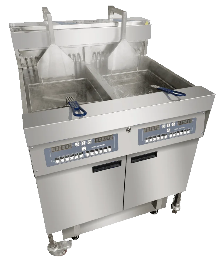 Fast food restaurant commercial large industrial automatic auto lift deep fryer with oil filtering system