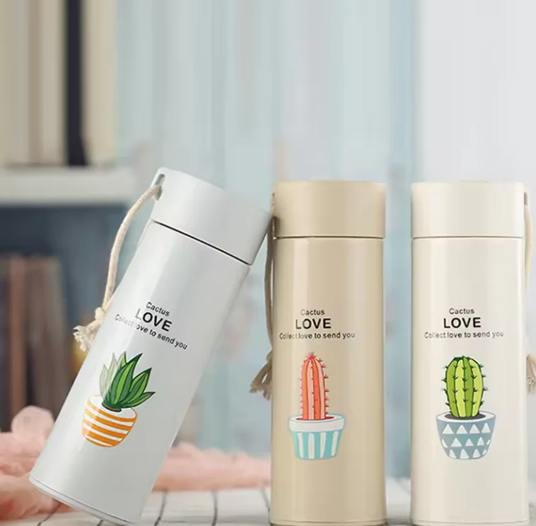 Cheap Cylinder Portable Insulated Water Bottle Travel Mug Vacuum  Water Cup