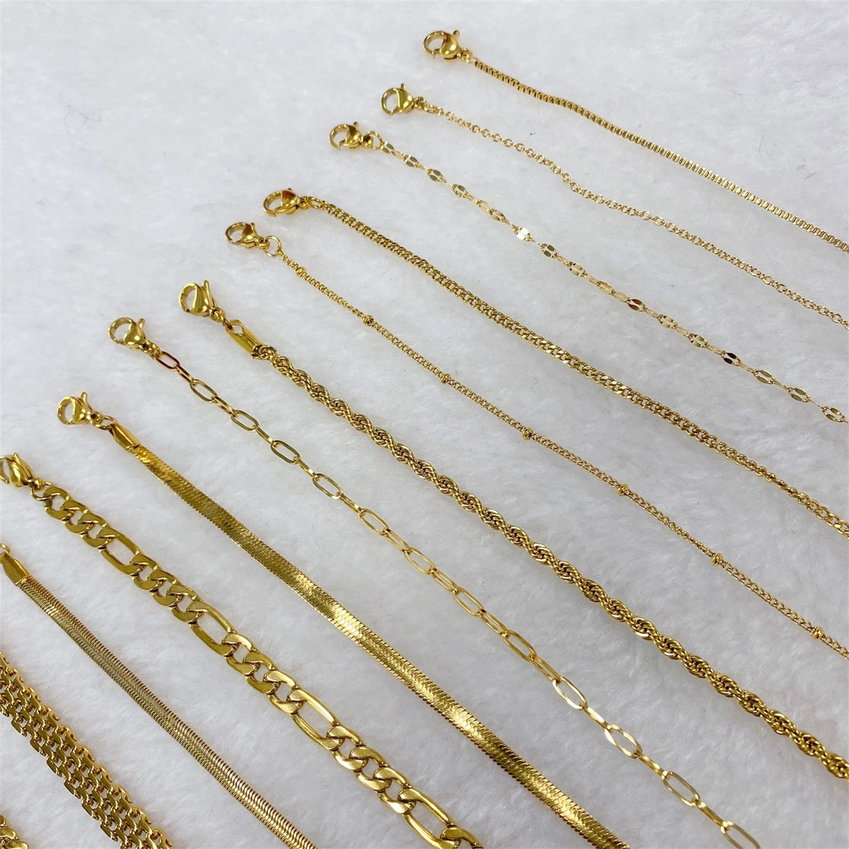 18k Jewelry High Quality Stainless Steel Cuban Link Chain 18k Gold Plated Rope Snake Figaro Chain for Man Women Necklace