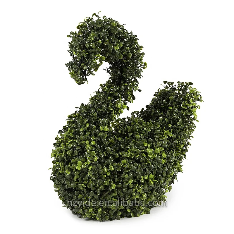 Artificial lifelike swan green plant sculpture custom design animal modeling outdoor landscape simulation animal plant modeling