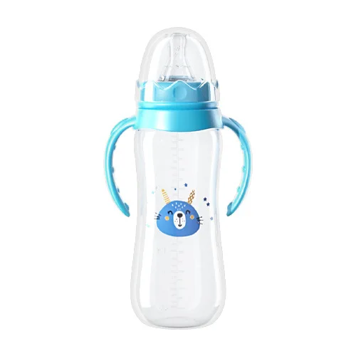 Standard neck 240ml pp silicone anti colic durable baby products hot water milk feeding baby bottle with handle
