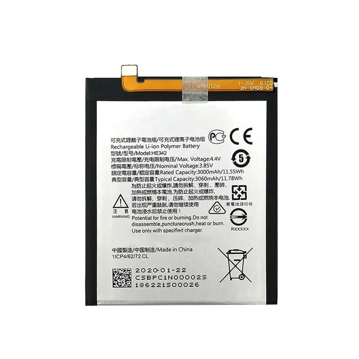 3060mAh HE342 replacement Battery For Nokia X6 2018 6.1 Plus TA 1099 X5 TA 1109 5.1 Plus Mobile phone