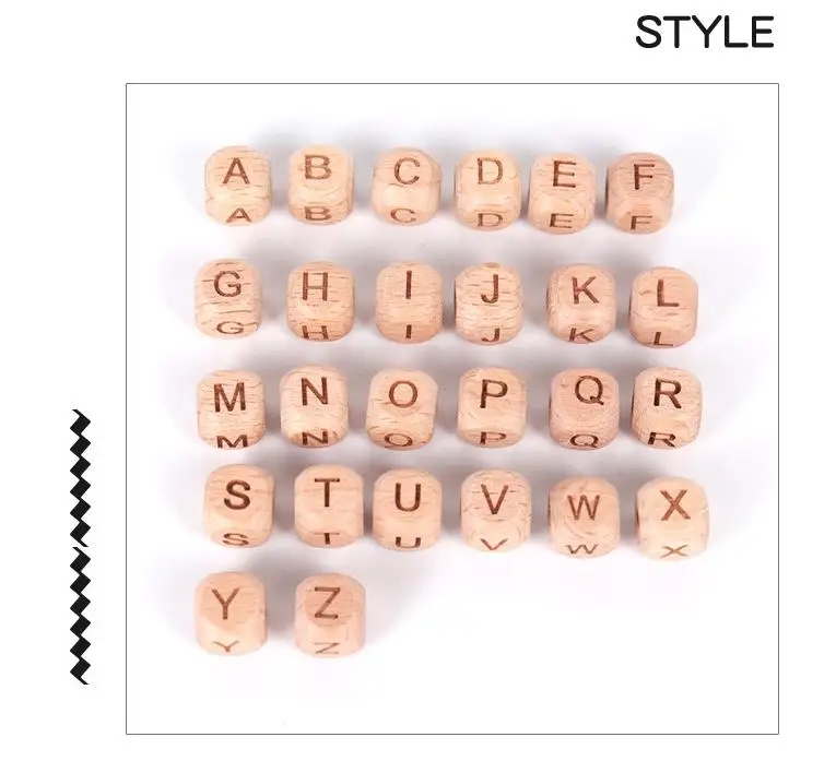 Factory Customized Wholesale 12mm 100% natural Eco-friendly diy wooden bead with letter